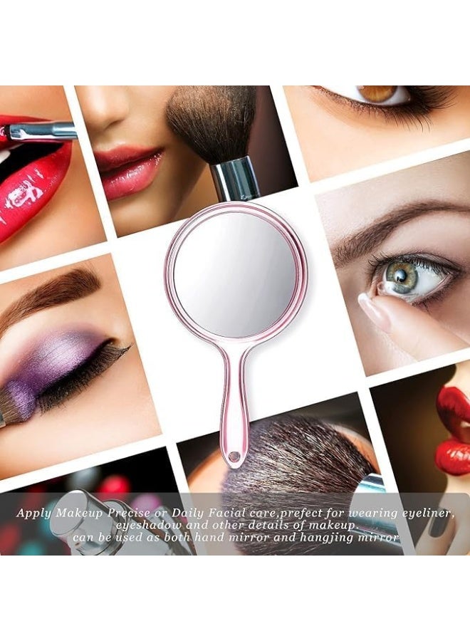 مراة مكياج اكريليك دائرية الشكل محمولة باليد -للحمام وطاولة الزينة - والحلاقة والصالونات ولمجموعة السفر - تصميم أنيق ومدمج لسهولة الحمل والتخزين،- متعدد الالوان - Image 4